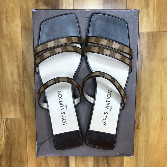 Louis Vuitton Brown Checkered Sandal - Picture 1 of 9